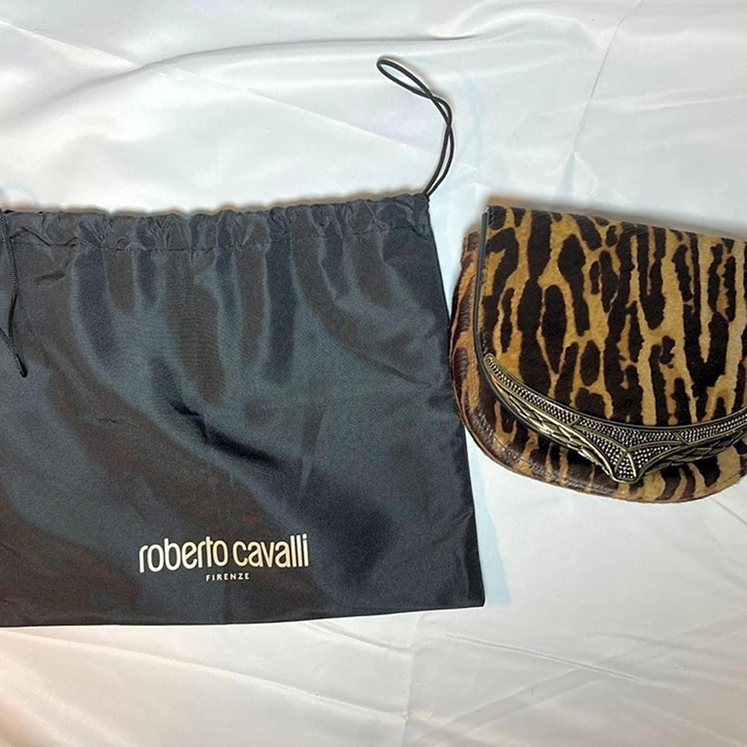 Roberto Cavalli European Collection Calf Hair Shoulder Bag With Deco Hardware