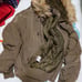 d.i.a. Olive Green Jacket with Fur Trim, Size M