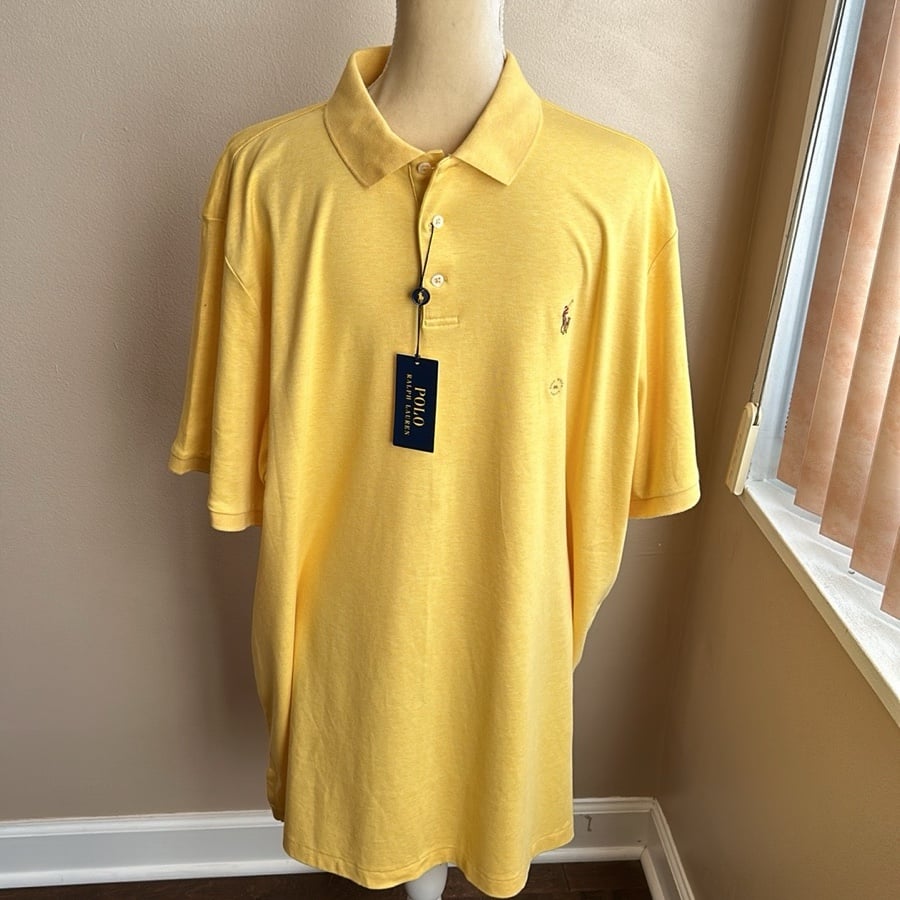 Polo Ralph lauren Mens Yellow Polo shirt Sz 2XL NWT Pony Logo Short Sleeve