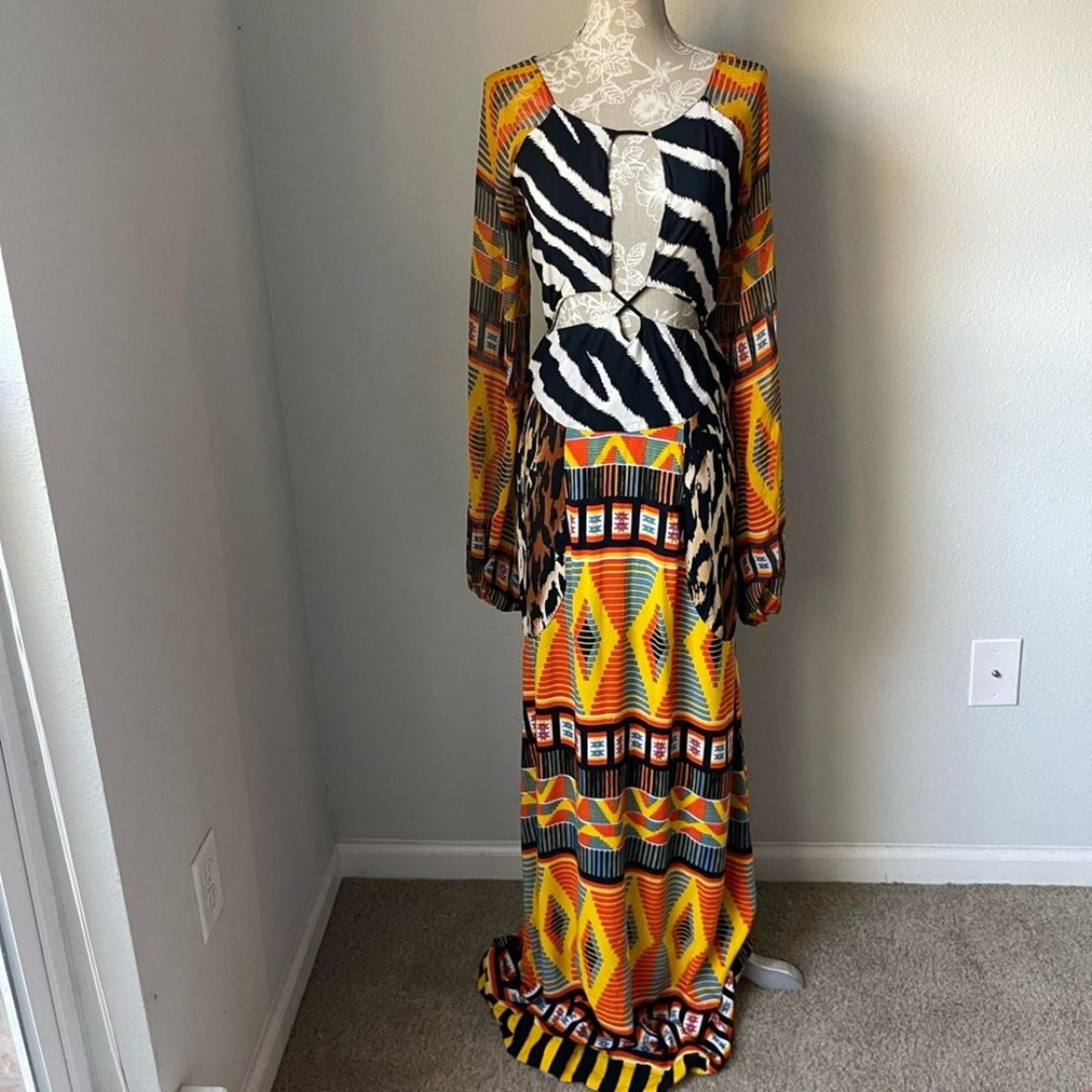Indah Celia Printed Cutout Maxi Dress in King Mix