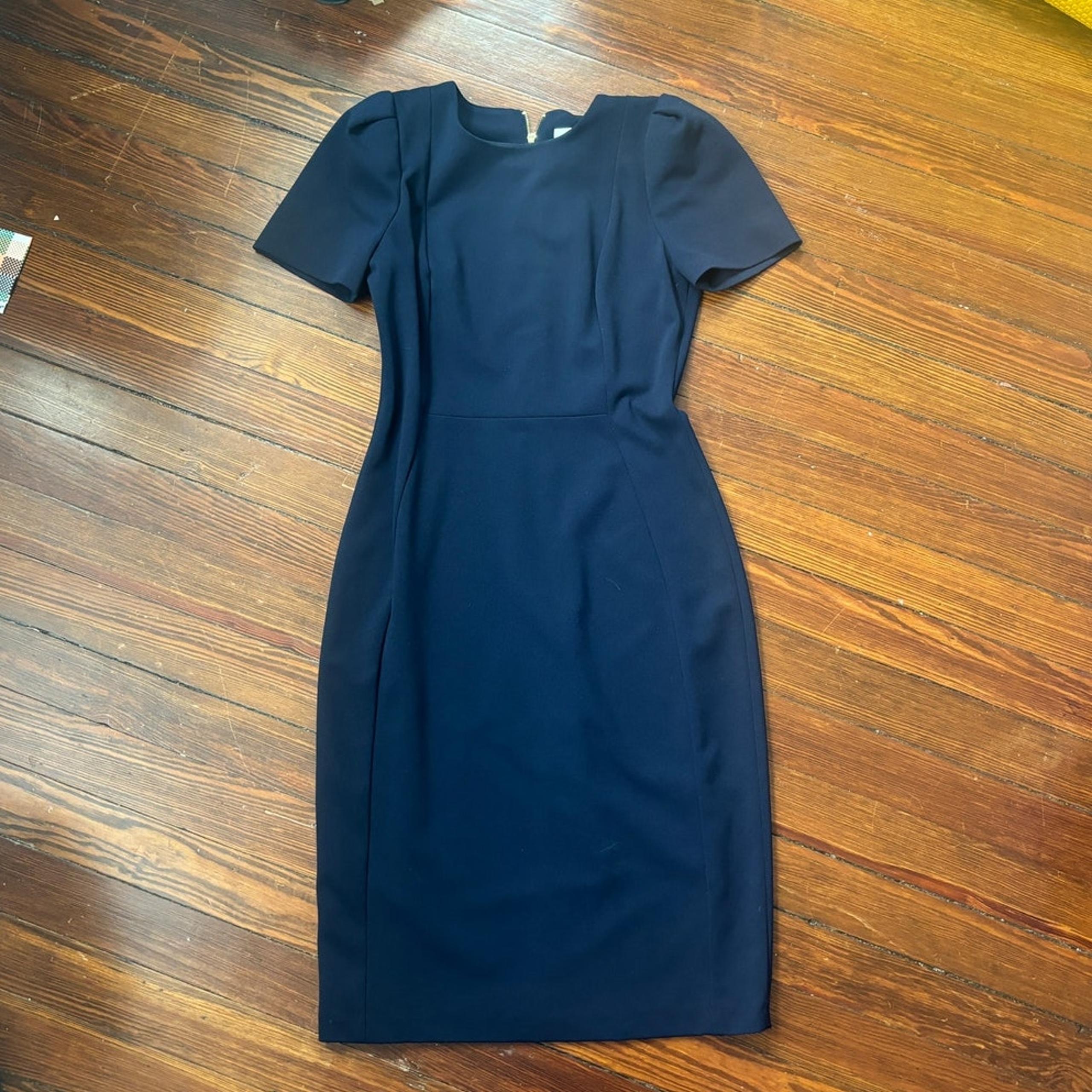 Calvin Klein Navy Blue Cap Sleeve Sheath Dress