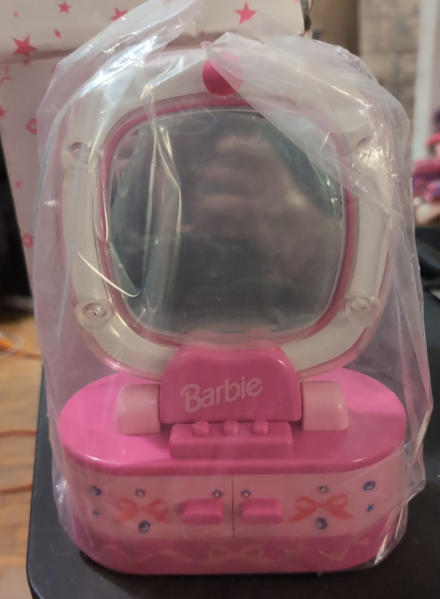 1996 Avon Barbie Light Up Mirror Jewelry Box NIB