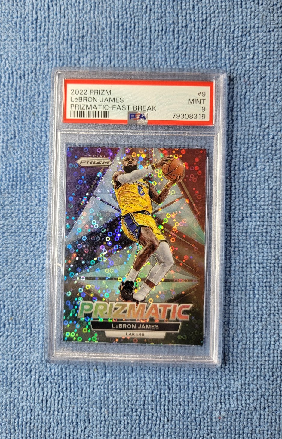 Lebron James 2022 Prizmatic Fast Break #9 Psa 9 Los Angeles Lakers
