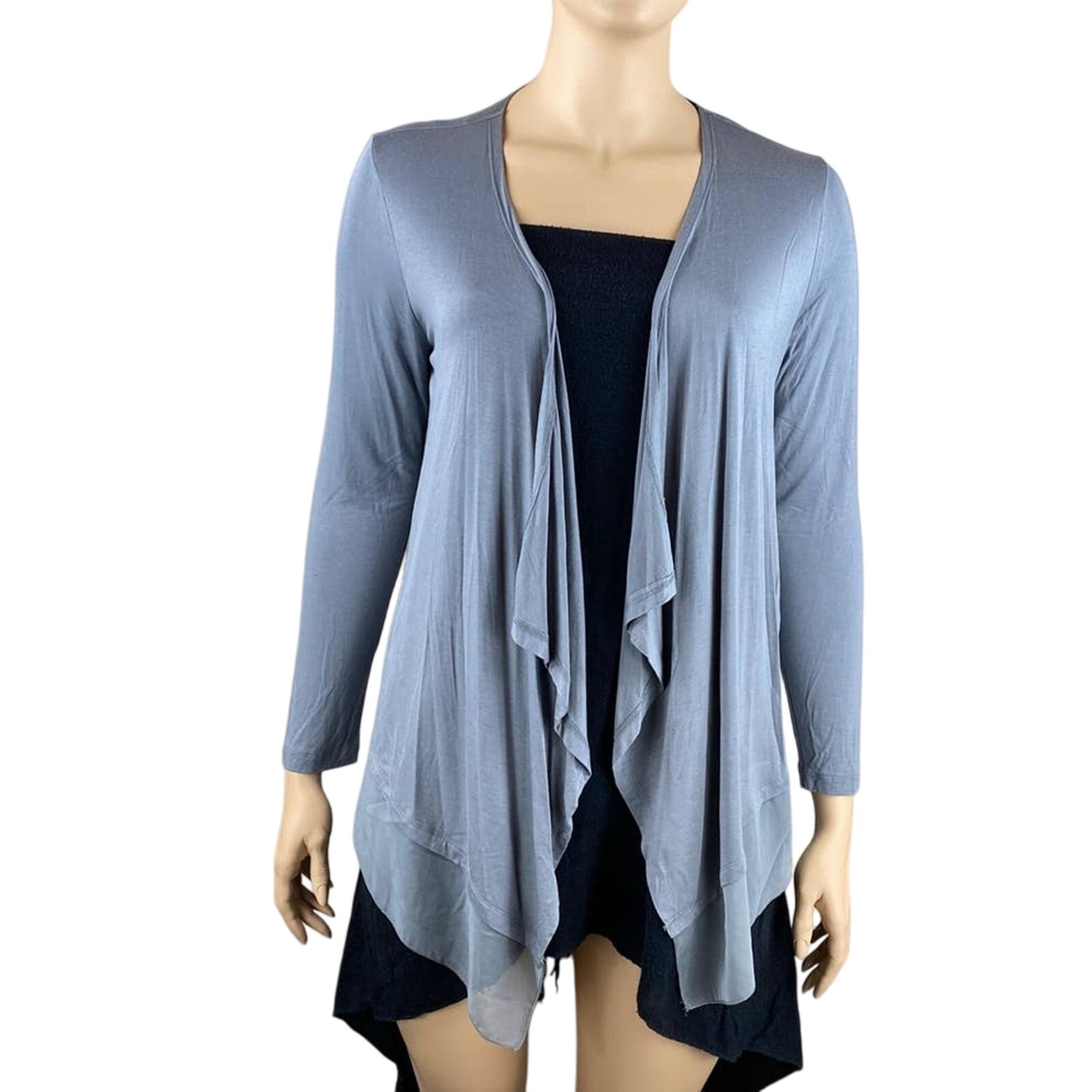 Design History Women Gray Long Sleeve open Front Waterfall Cardigan Size XL
