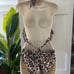 NWT Bar III Animal-Print Cowlneck One Piece Brown S