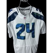 SUPER RARE Nike #24 MARSHAWN LYNCH Seattle Seahawks NFL RB White Mint Throwback