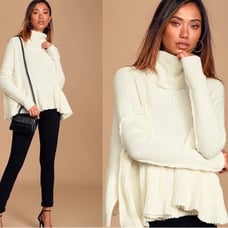 FREE PEOPLE layer cake white turtleneck sweater top