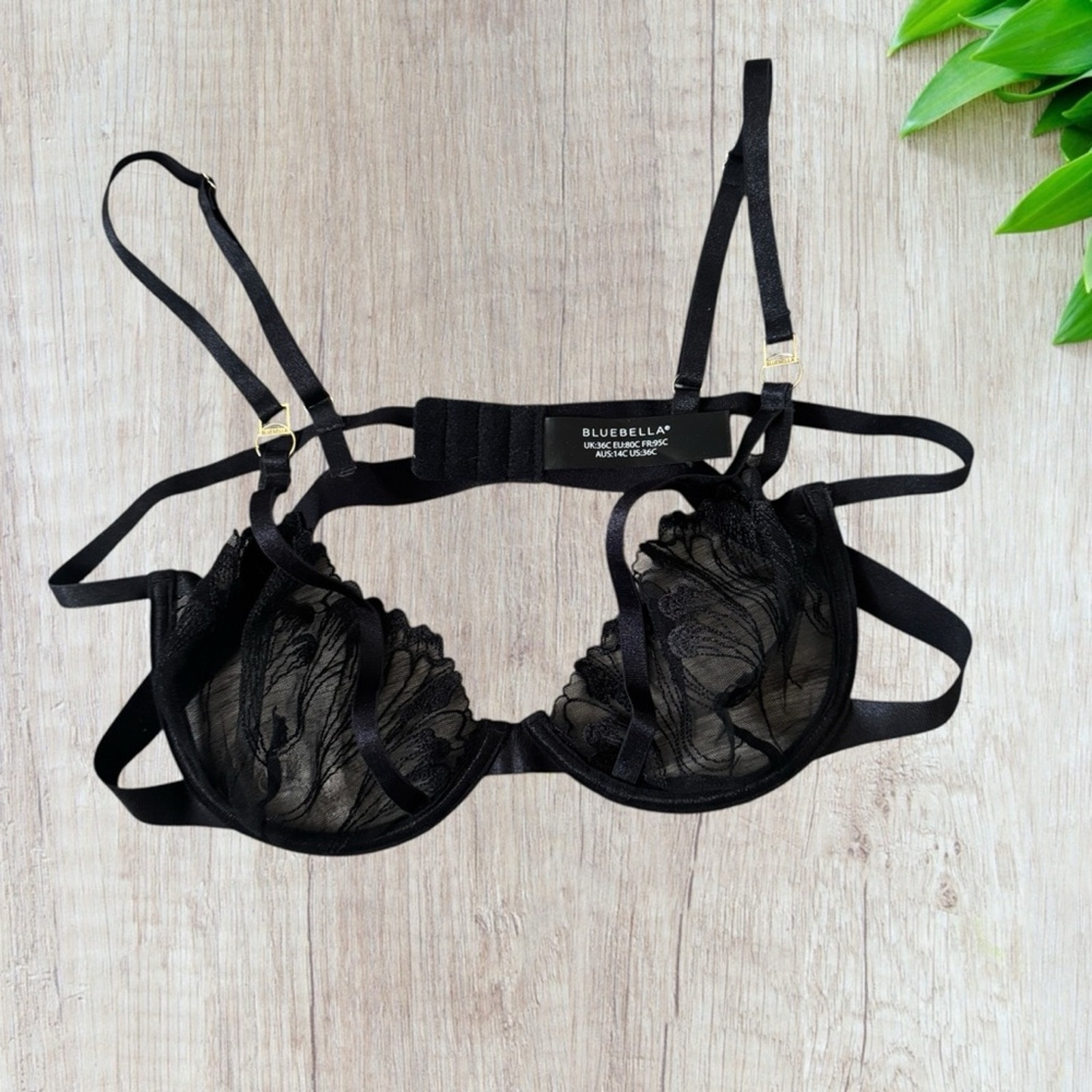 Bluebella Women's Sheer Sexy Bra Black Size 36C