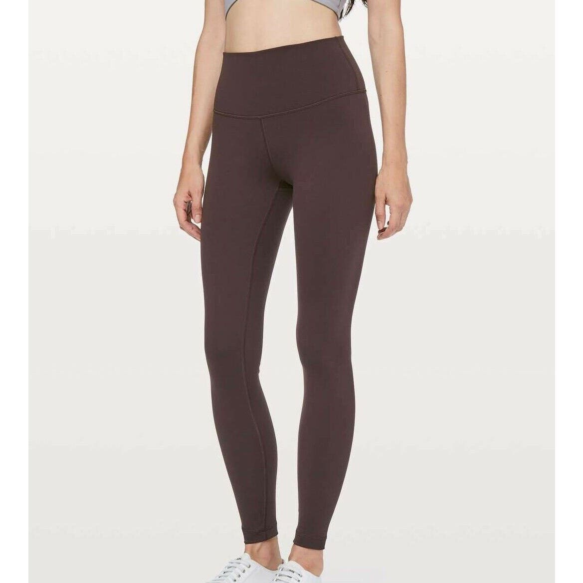 Lululemon Wunder Under Hi Rise Tight 28 Black Satin Sz 8 Dark Brown Loun
