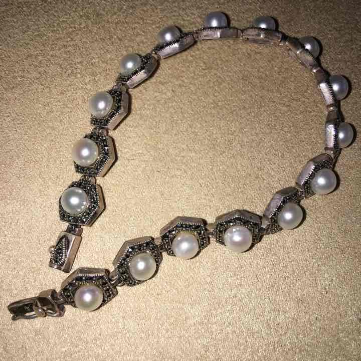 Vintage Pearl Marcasite Bracelet