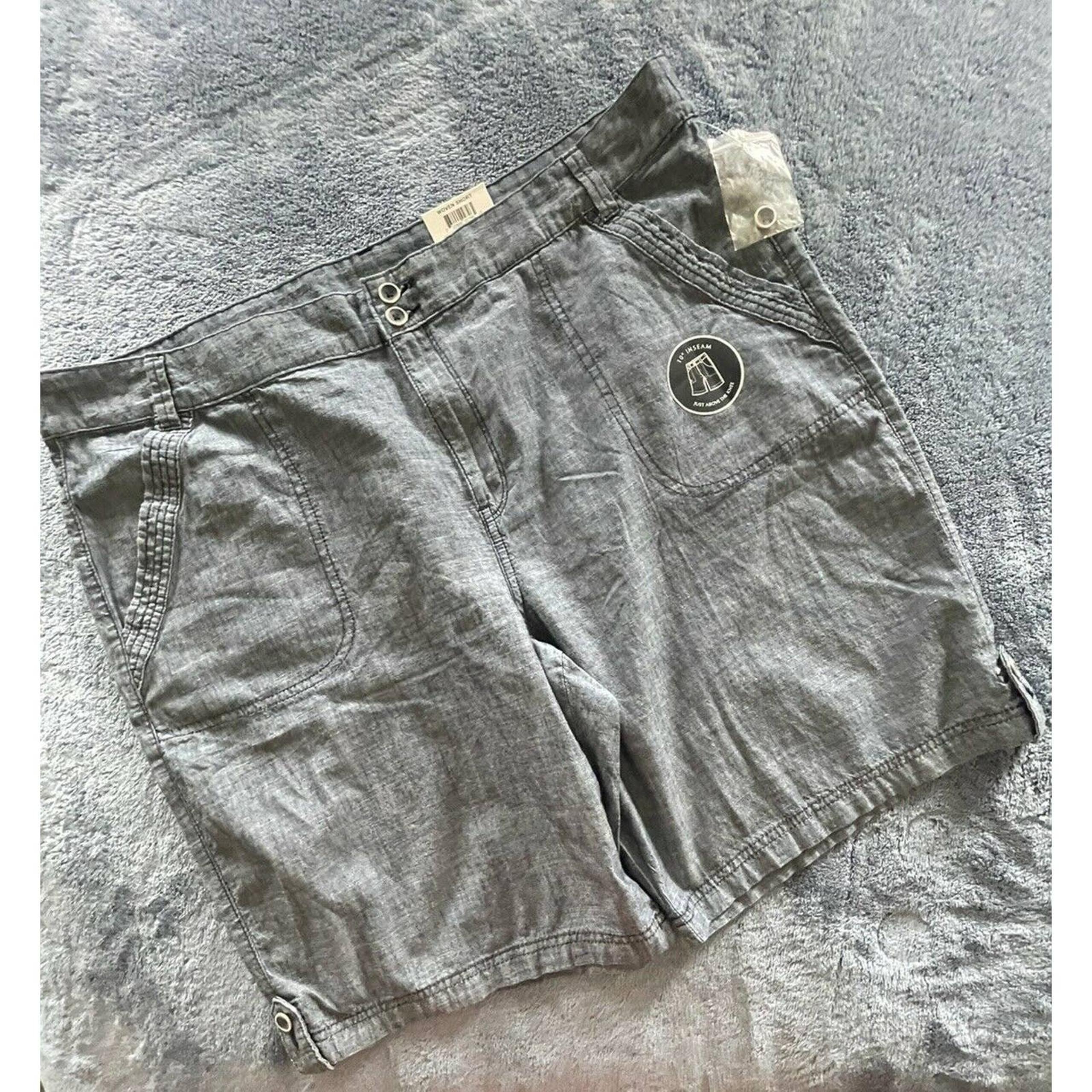 Cotton Womens Chambray Shorts, Chambray - Size: 18 10” Inseam / NWT - Karen Scott