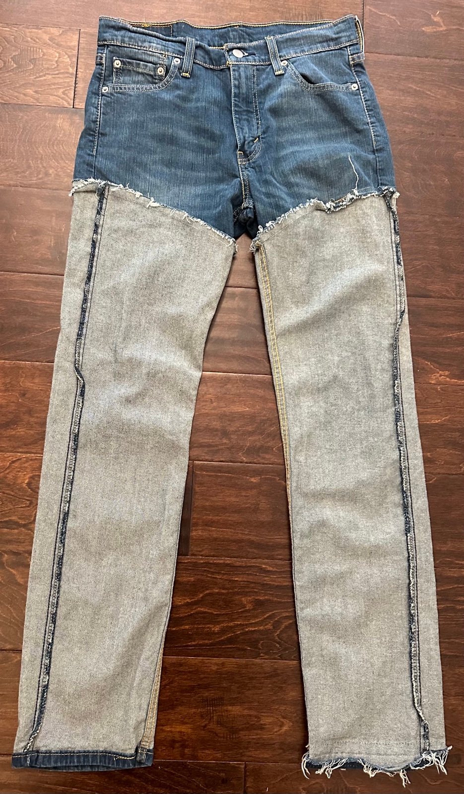 Men’s Levi's 513 Slim Straight Blue Reworked Inside/Out Jeans- Size 30 x 32