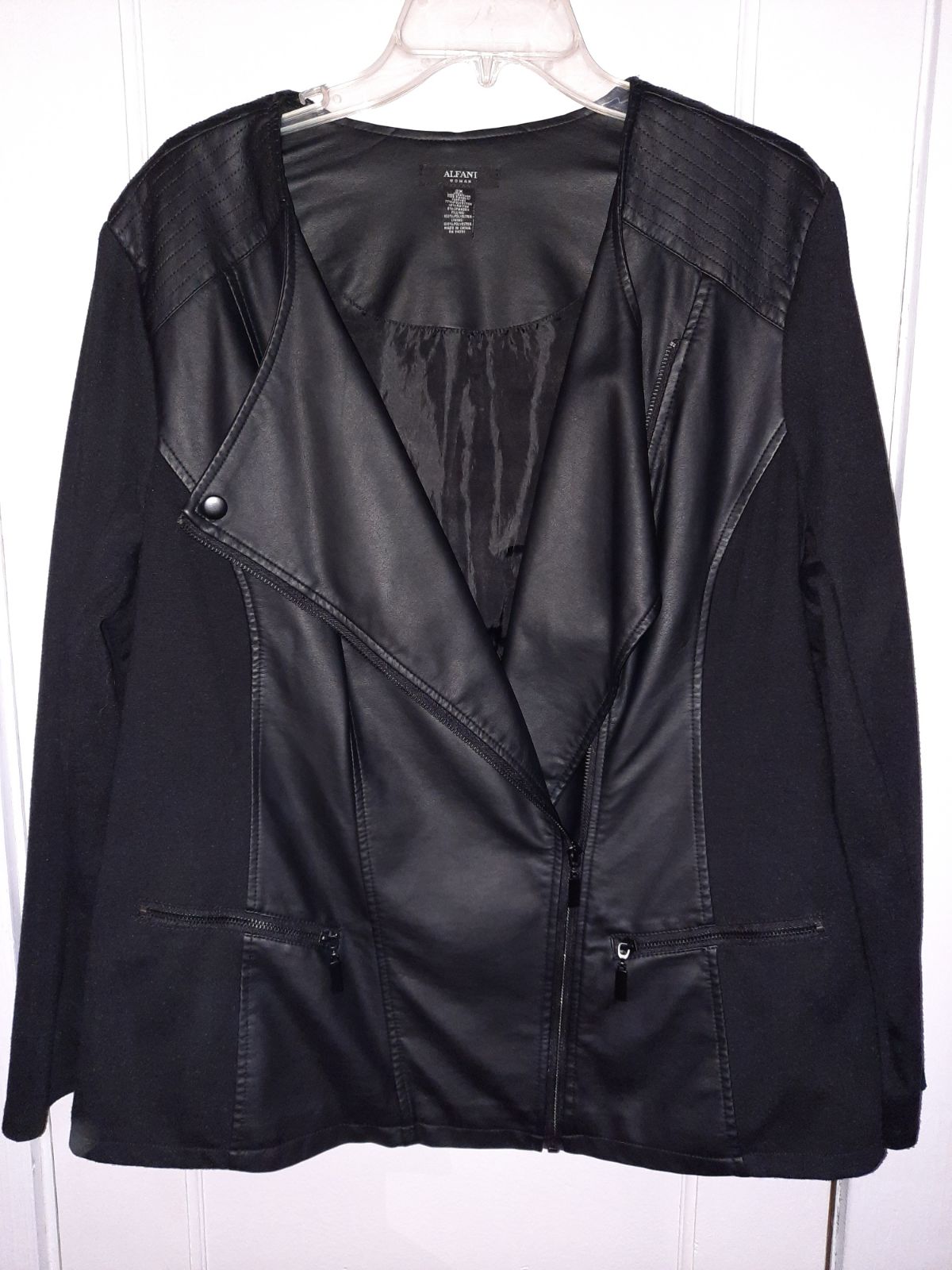 Alfani Faux Leather Contrast Jacket