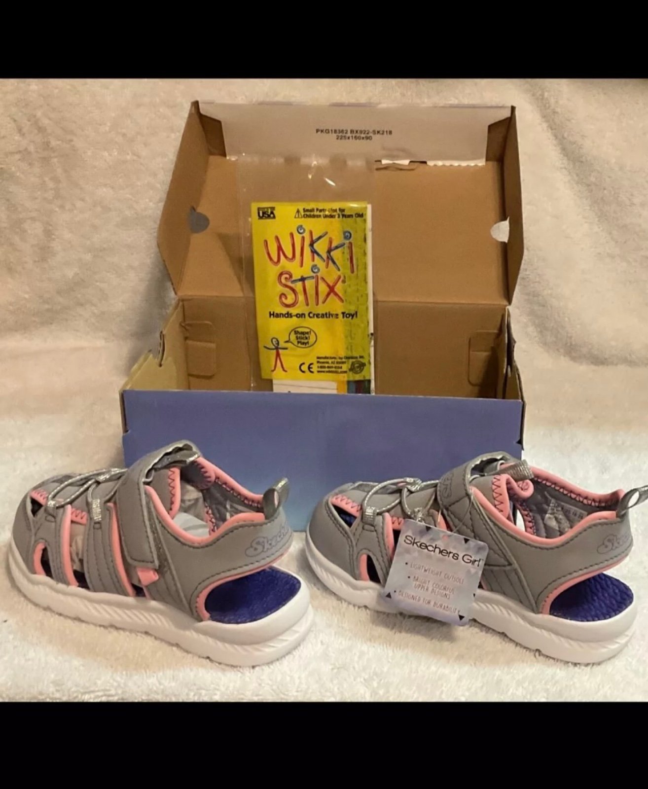 Skechers Kids Girls Sandals Sporty Strap Comfort Bungee Summer Holiday Shoes