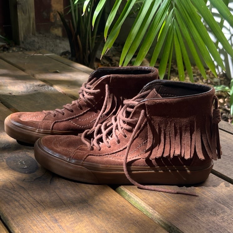 Vans High-top Brown Suede Fringe Sneakers