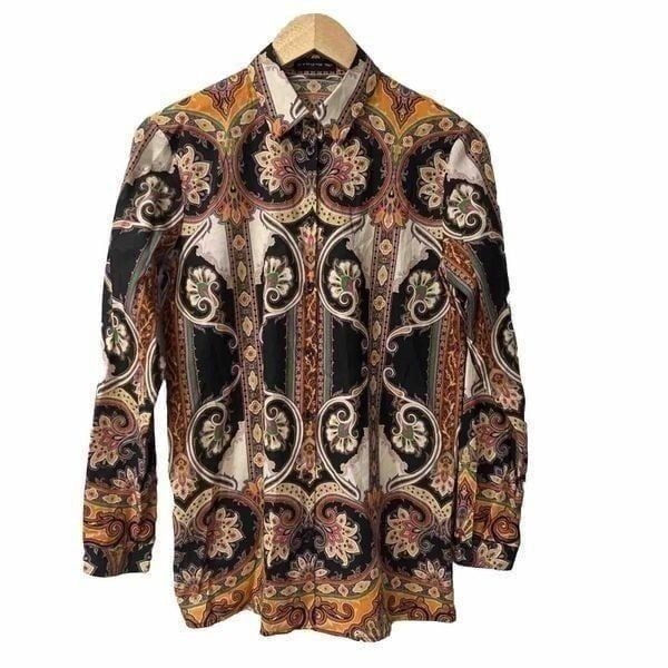 ETRO Womens Paisley Print Shirt Size 42/Small Multicolor Long Sleeve Blouse