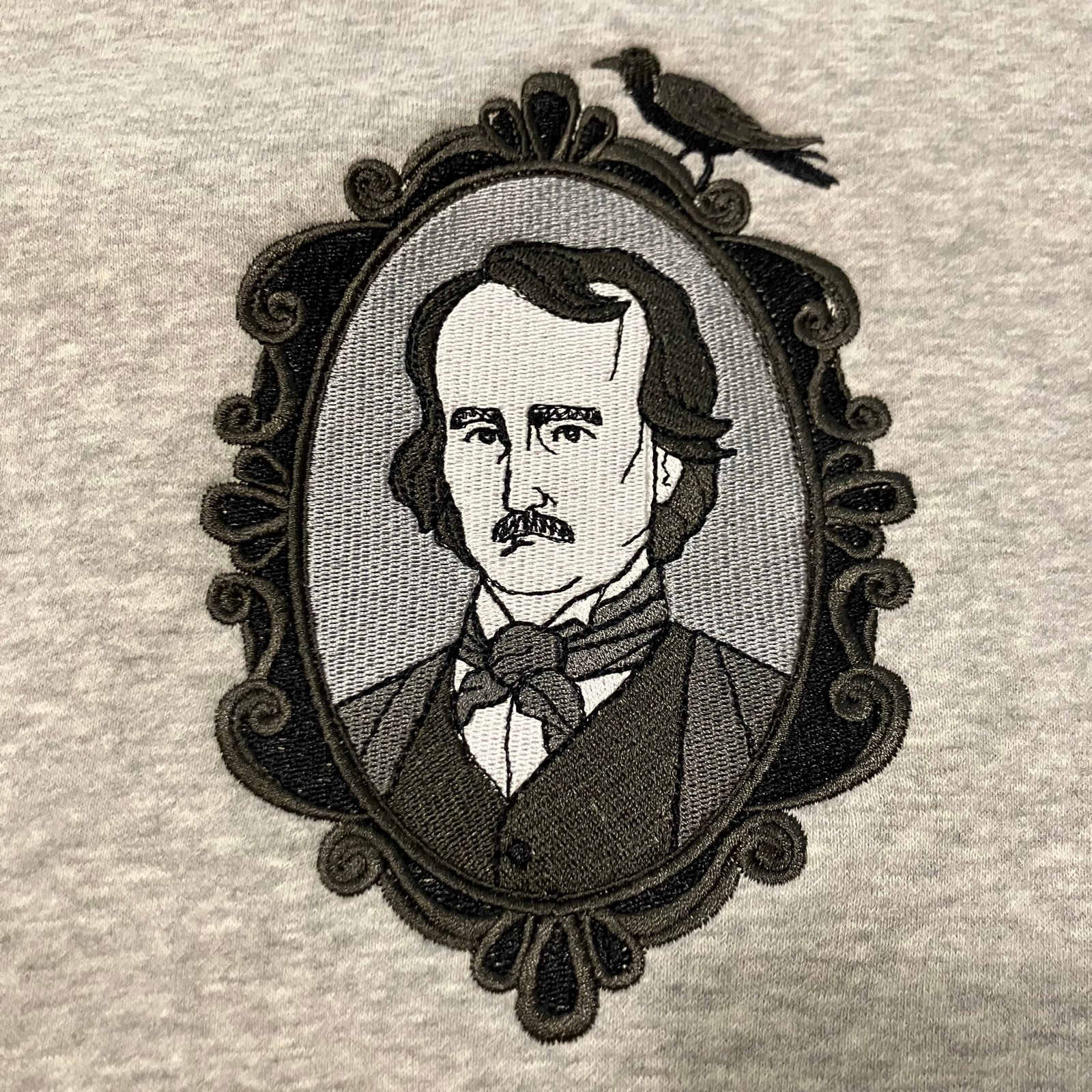 OOAK Edgar Allan Poe embroidered sweatshirt