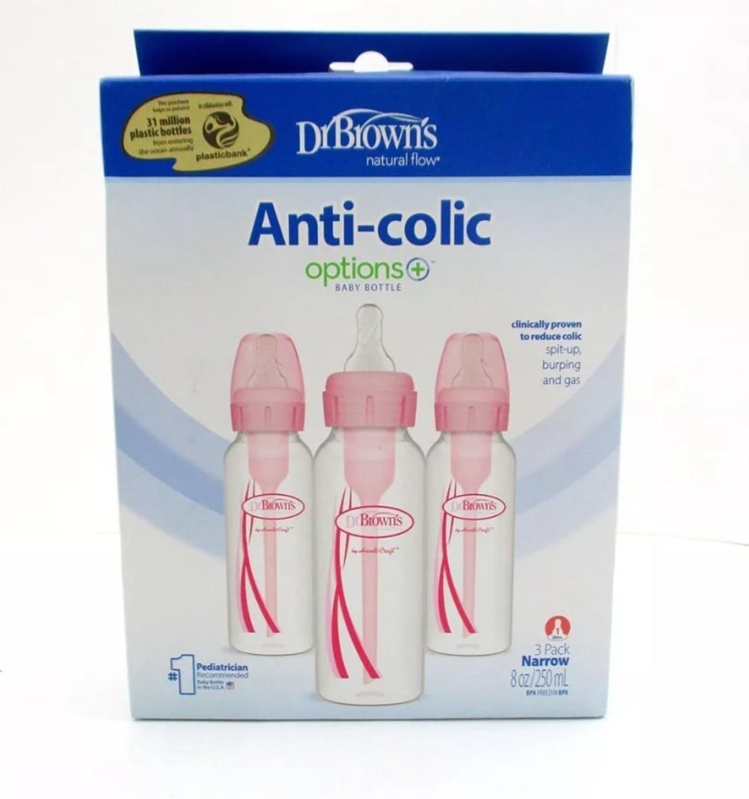 Dr. Brown's Options+ Anti-Colic Baby Bottle - Pink - 8oz/3pk