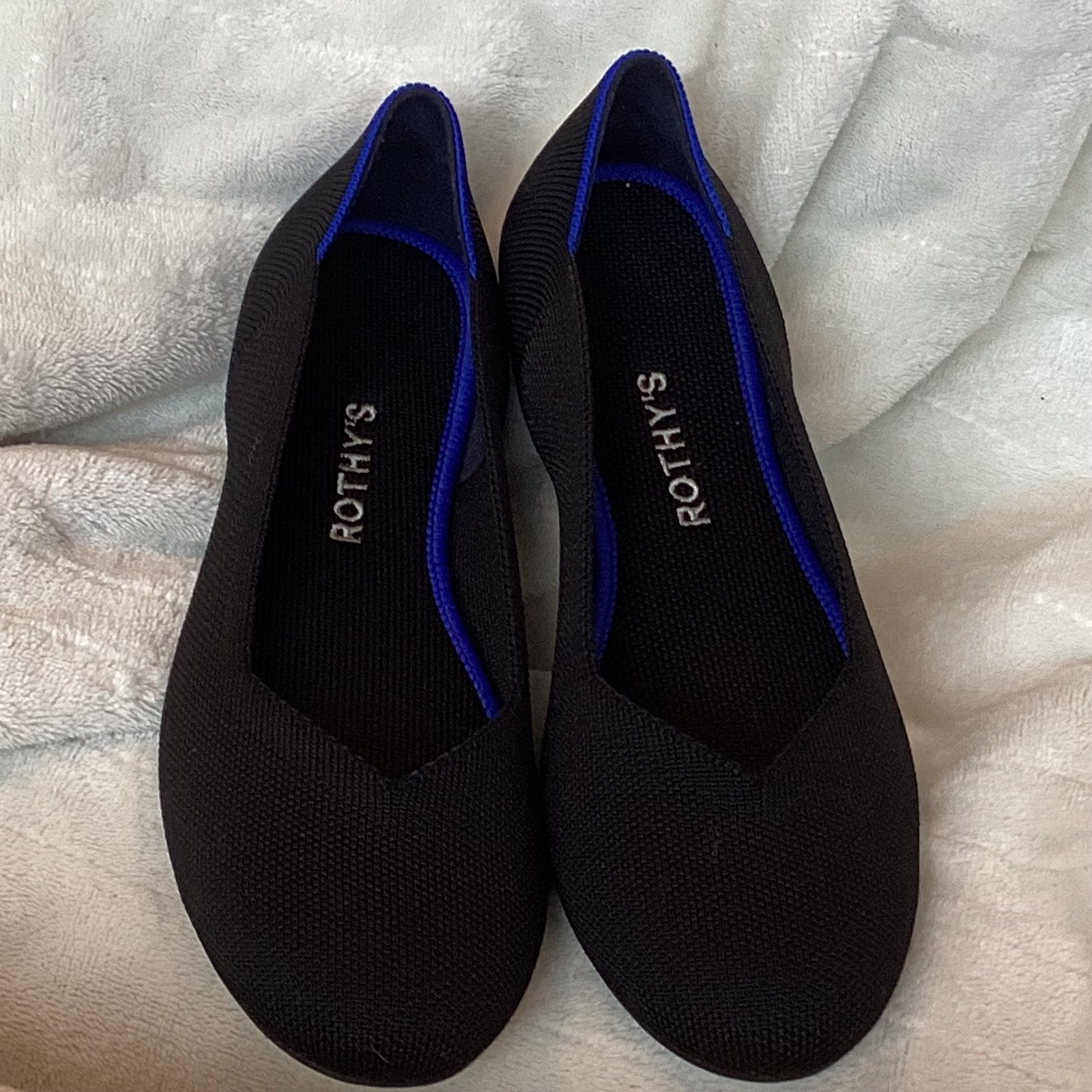 Rothy's The Flat Black Solid Knit Classic Chic Ballet Shoes Women’s US 8 EU 38.5