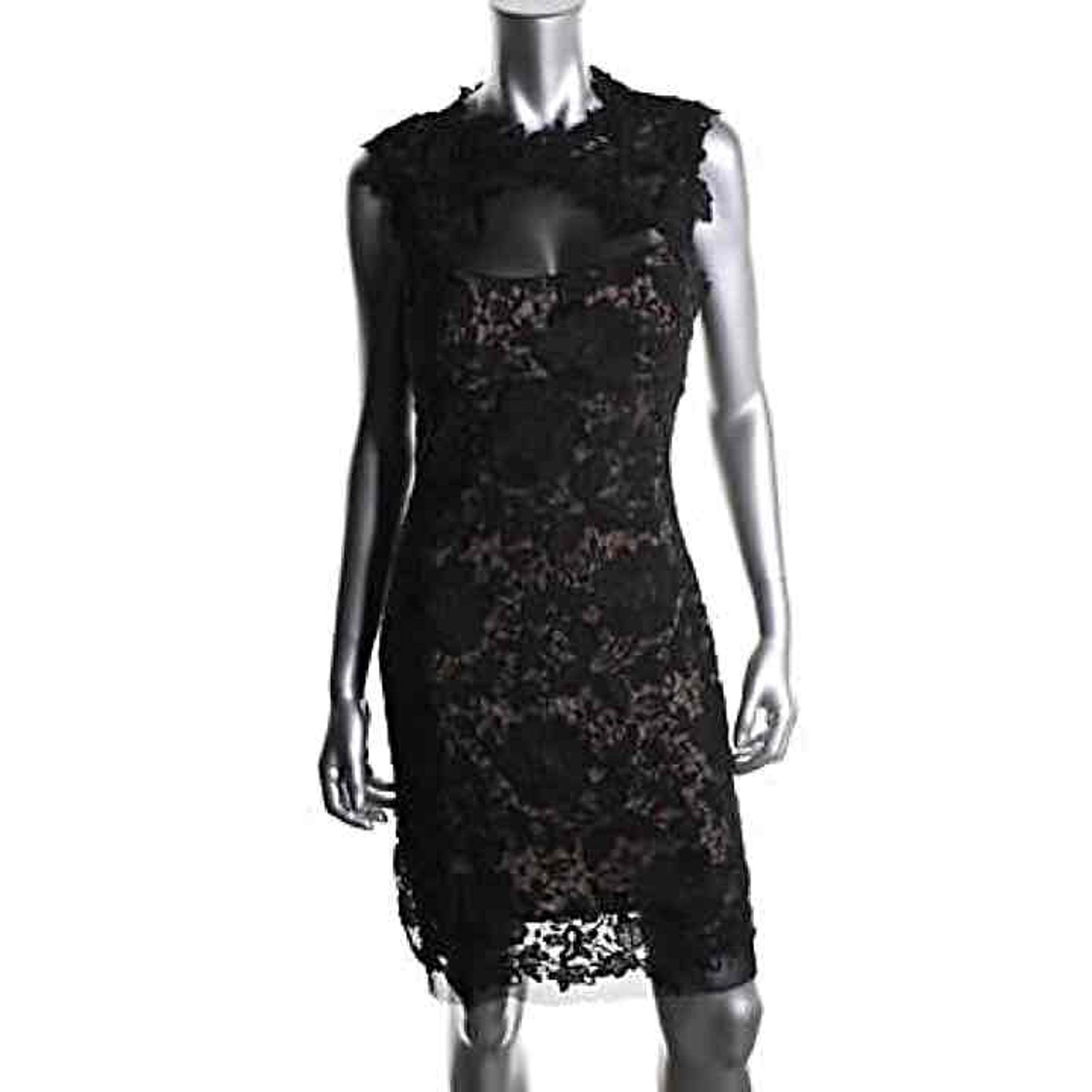 BETSY & ADAM NEW Black Lace Knee-Length