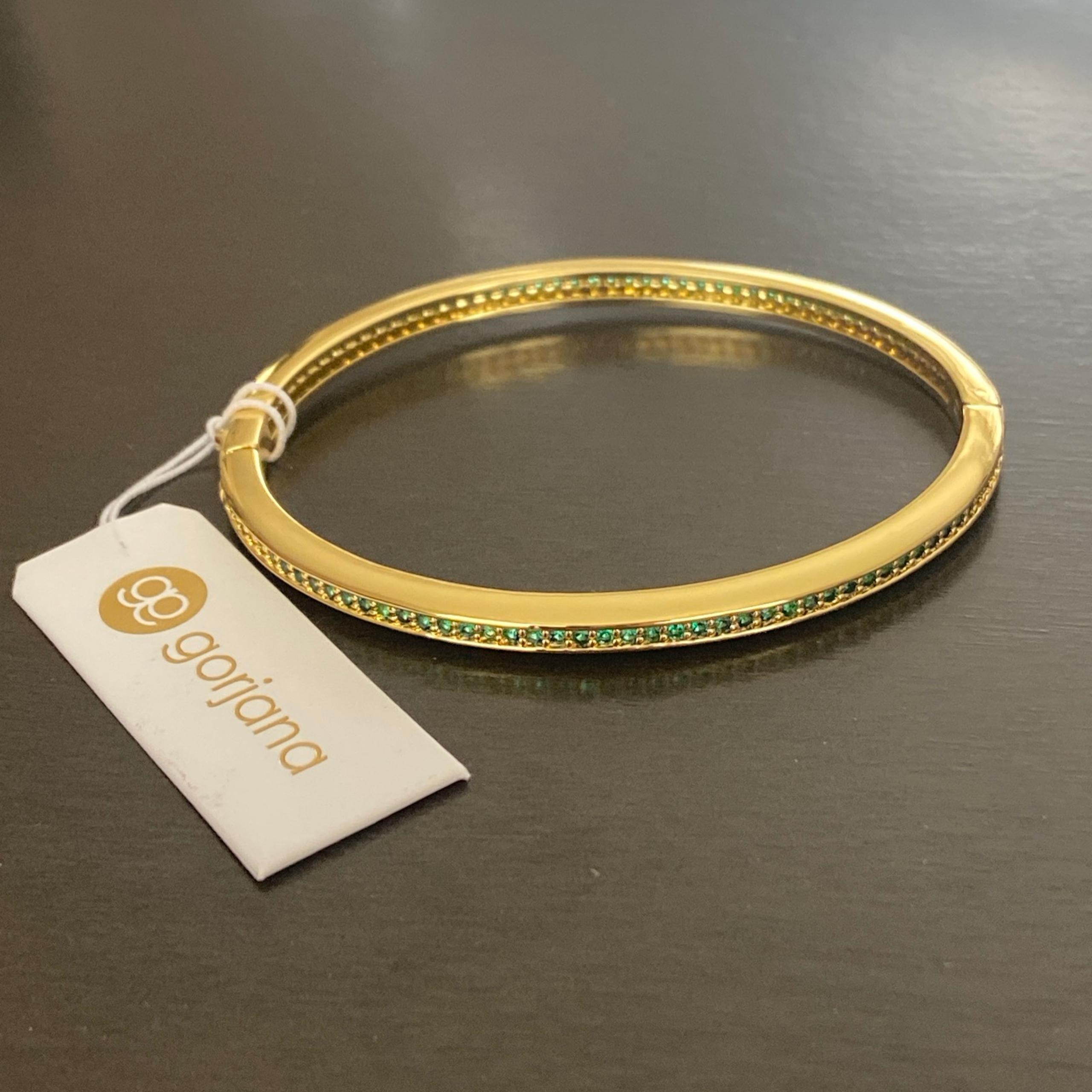 Gorjana Paseo Emerald Shimmer 18K Gold Plated Cuff Bangle Bracelet