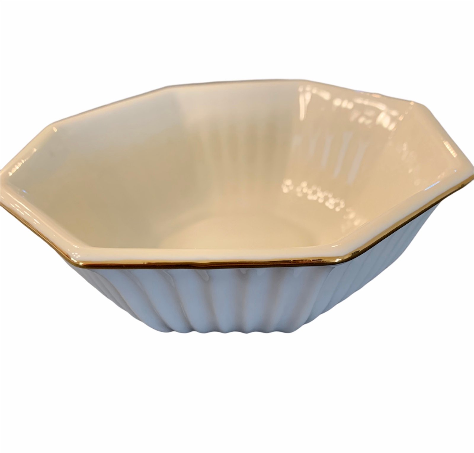 Lenox China Fluted bone ivory gold Line Large Bowl New in box dining NEW