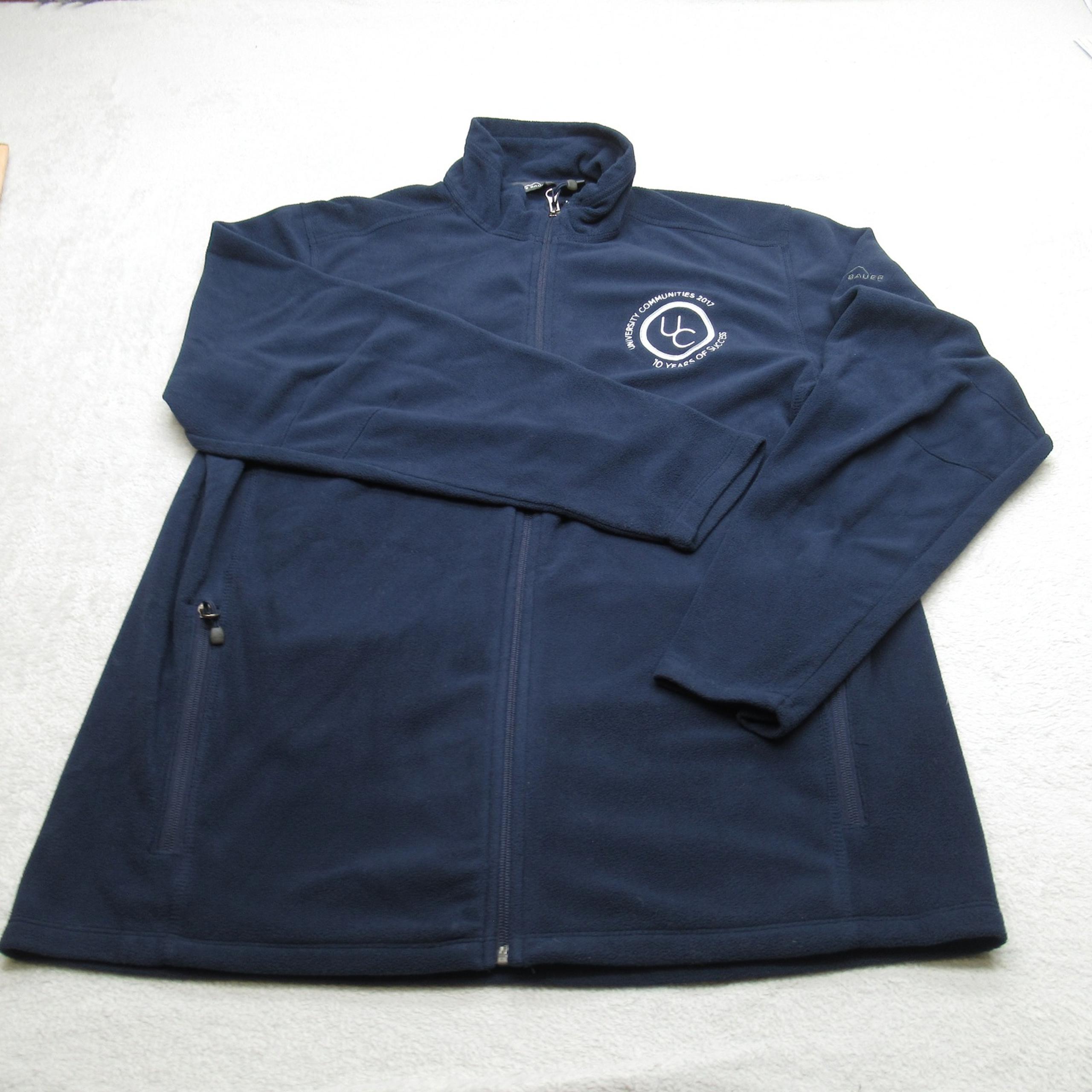 Eddie Bauer Jacket Mens XL Navy Full-Zip Microfleece Pockets Logo Outdoor