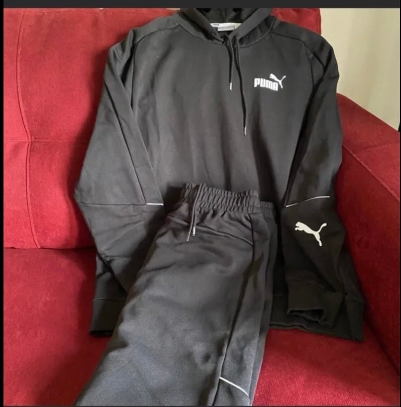 PUMA Hooded Sweatsuit Black/White XXL