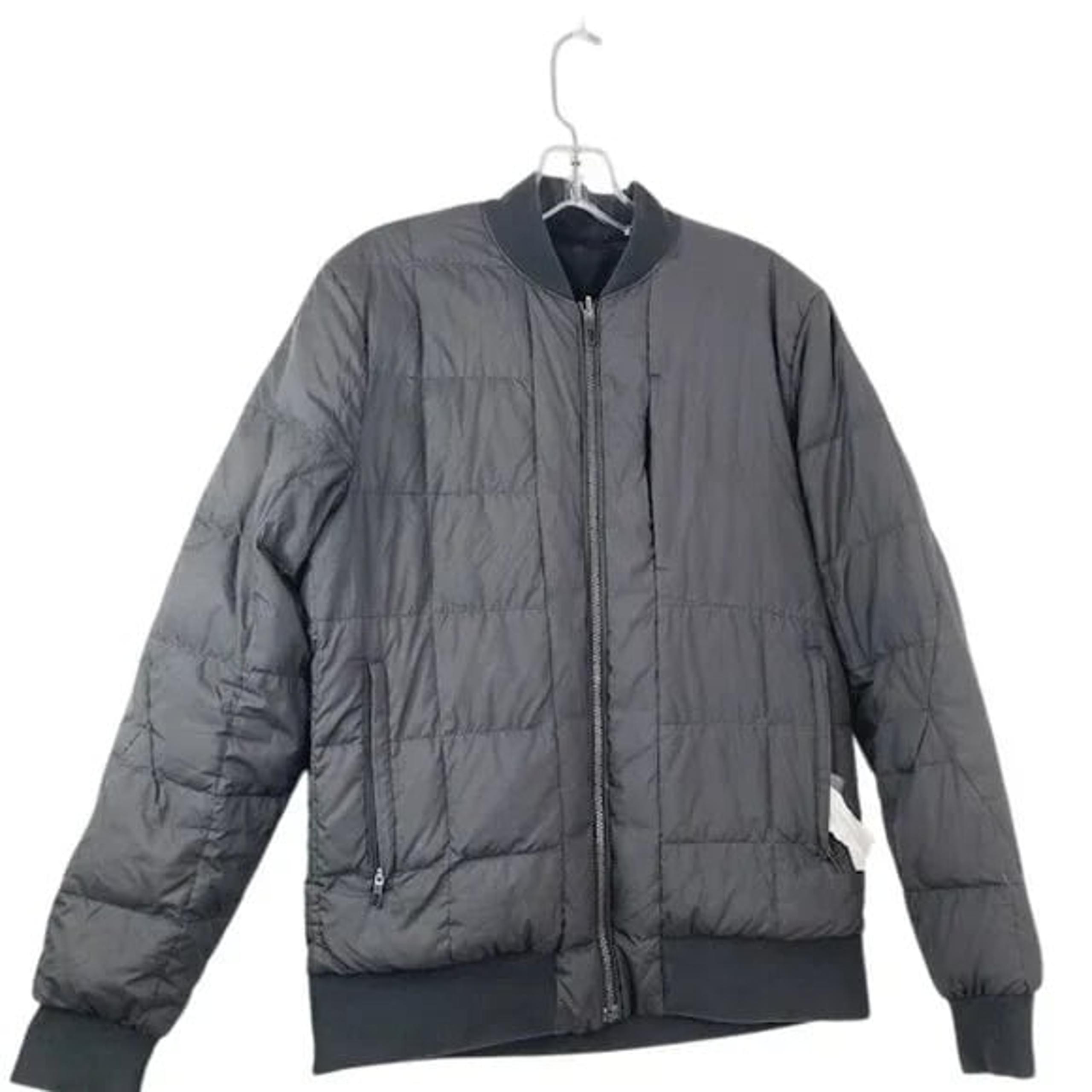 Lululemon Men's Black Padded Long Sleeve Grids Puffed Bomber Jacket Size 8