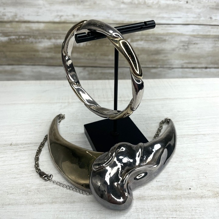 925 Sterling Silver Bib Large Statement Necklace And Matching Bracelet