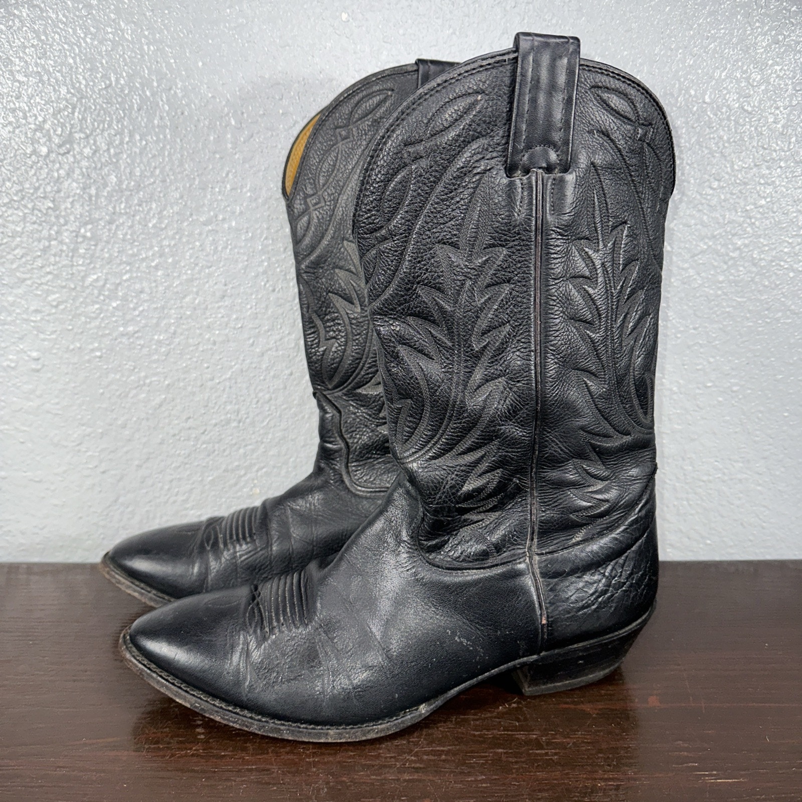 Nocona Vintage Black Deertan Leather Western Boots 7501-27-403 Men's Size 11 D