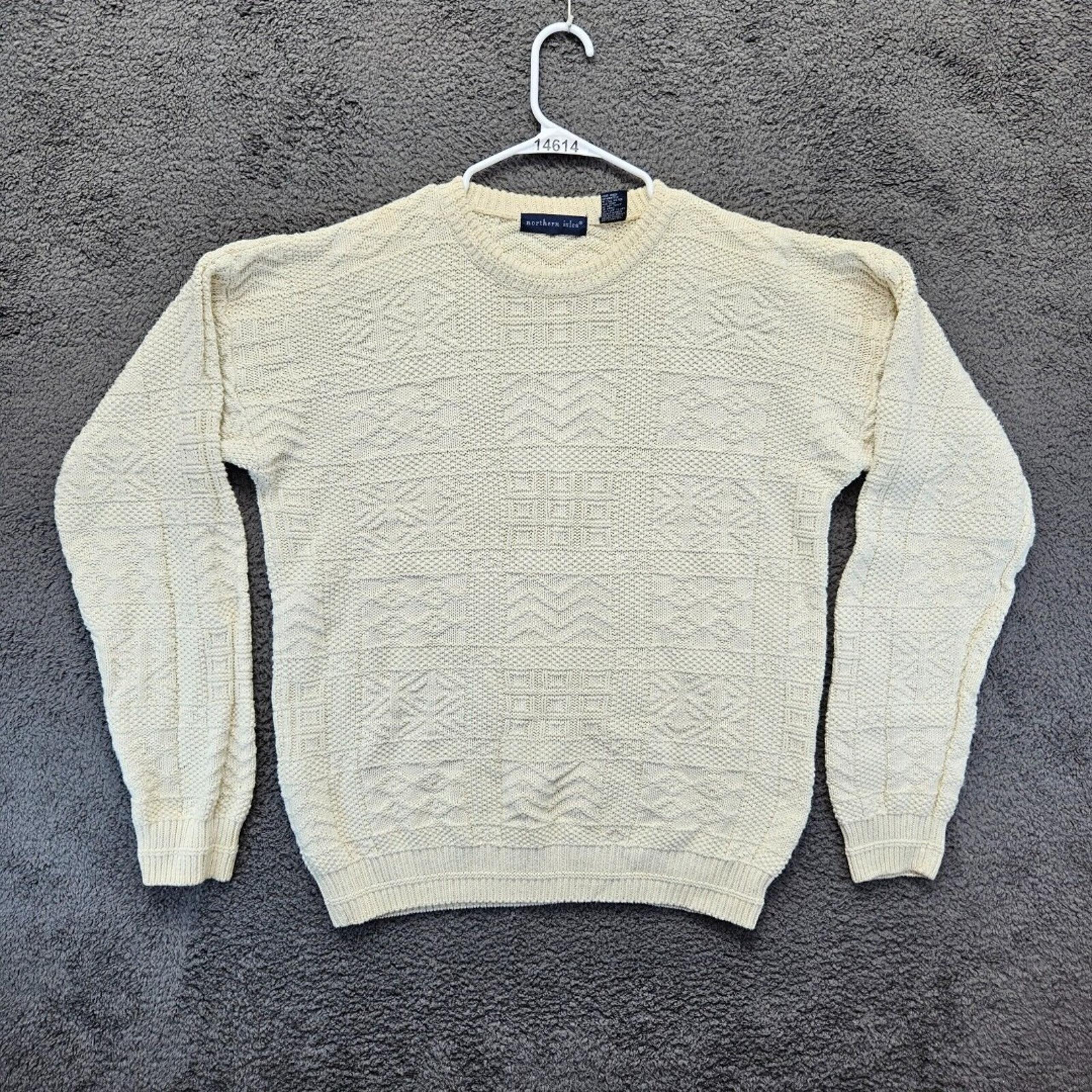 Northern Isles Sweater Womens Large Ivory Textured Crewneck Pullover