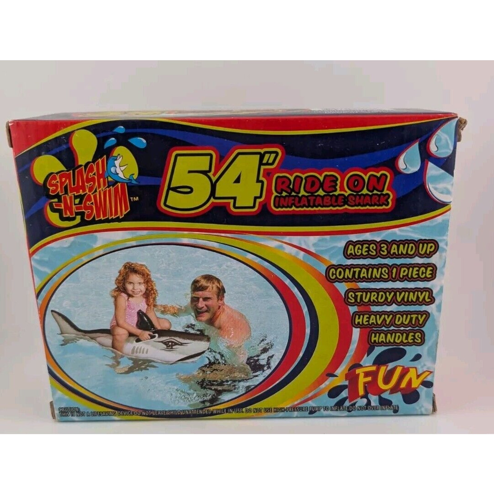 Ride On Inflatable Shark Vintage 54 Pool Toy Float Splash N' Swim