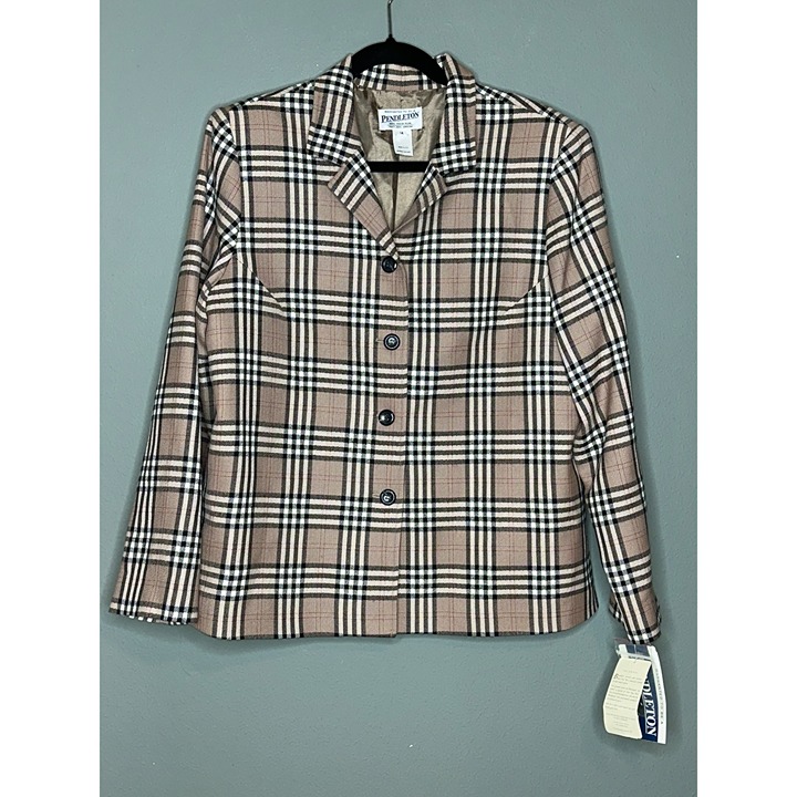 VTG Deadstock Pendleton Y2K Women's 14 Plaid Jacket Wool USA Made