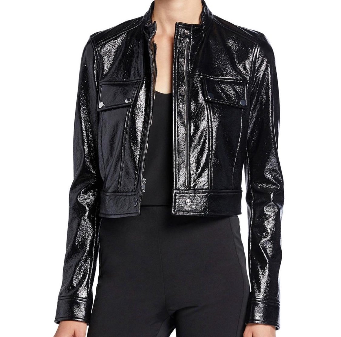 Theory Faux Leather Cropped Jacket