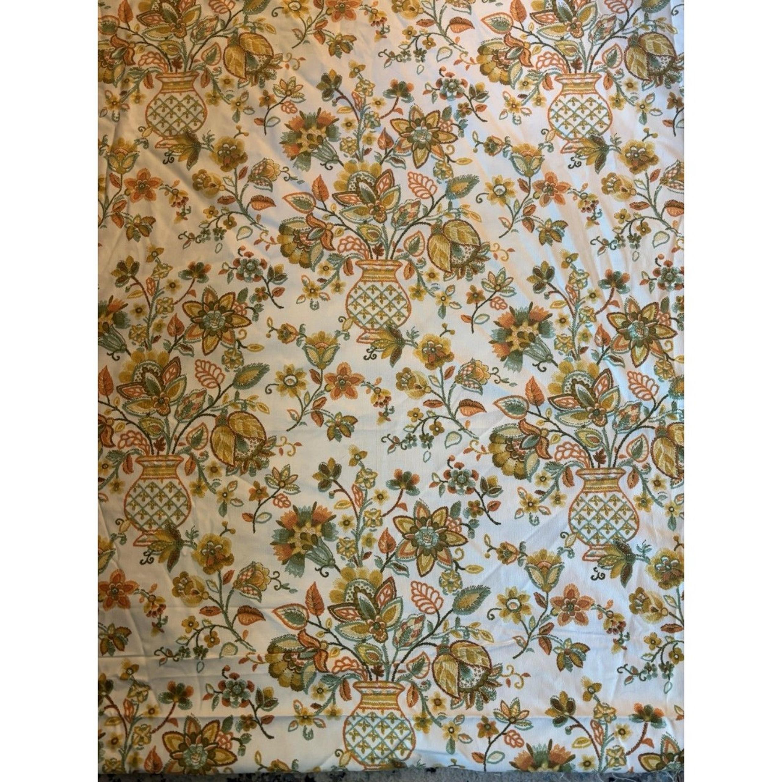 VTG Waverly Chelmsford Drapery Fabric in Floral Cotton Yellow White 10 Yard Rare