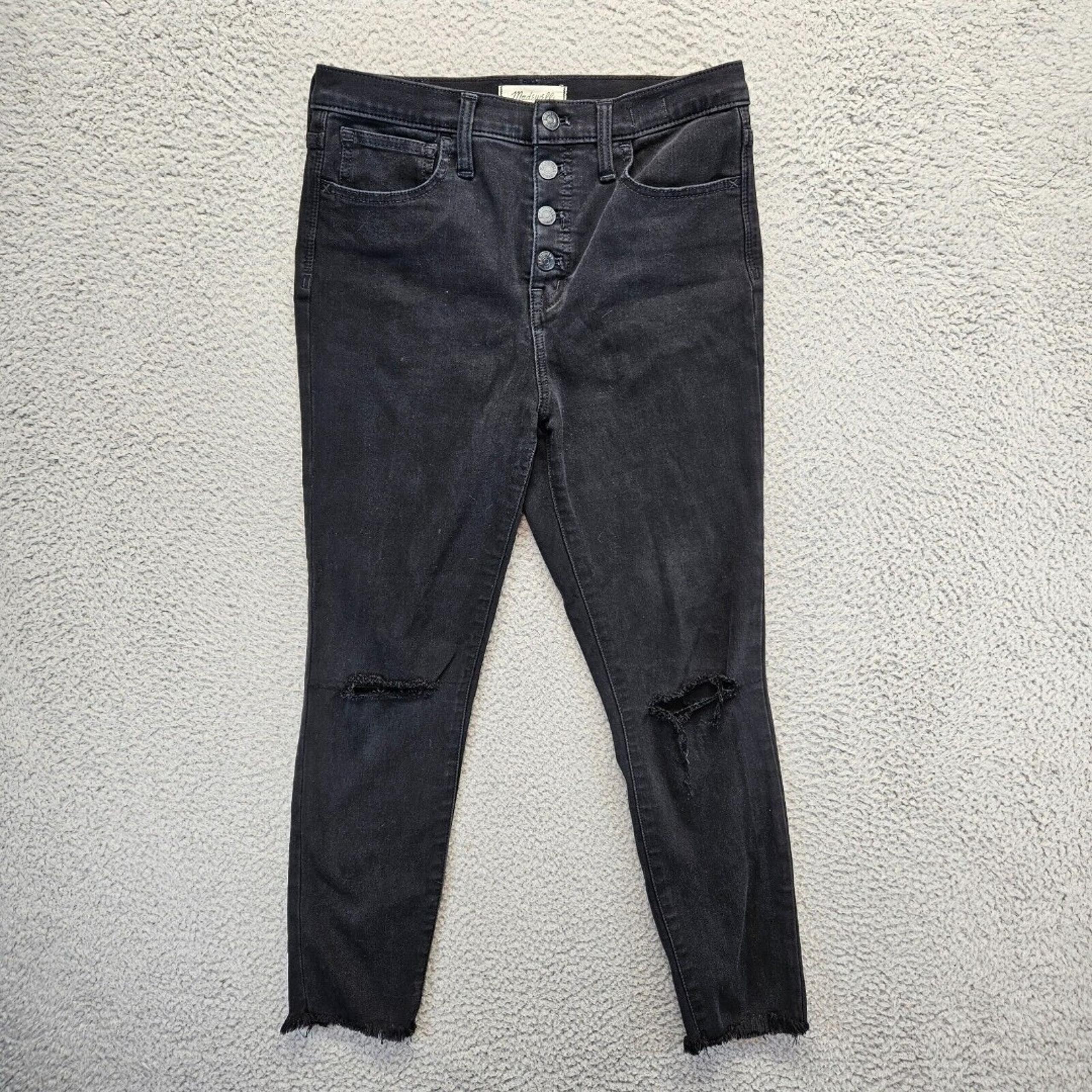 Madewell Jeans Womens Size 28 Black Denim 10" High-Rise Jeggings Raw Hem