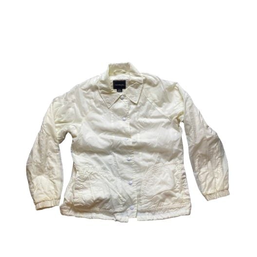 Outbrook Jacket Womens Medium Ivory Snaps Nylon Windbreaker Outdoor Ladies