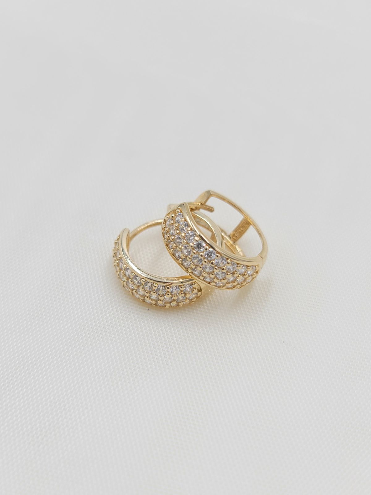 Elegant Solid 14k Gold Pave Huggies Earrings