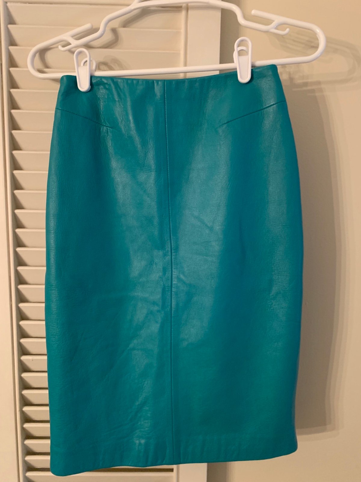 The Real Teal Leather Skirt from Saks