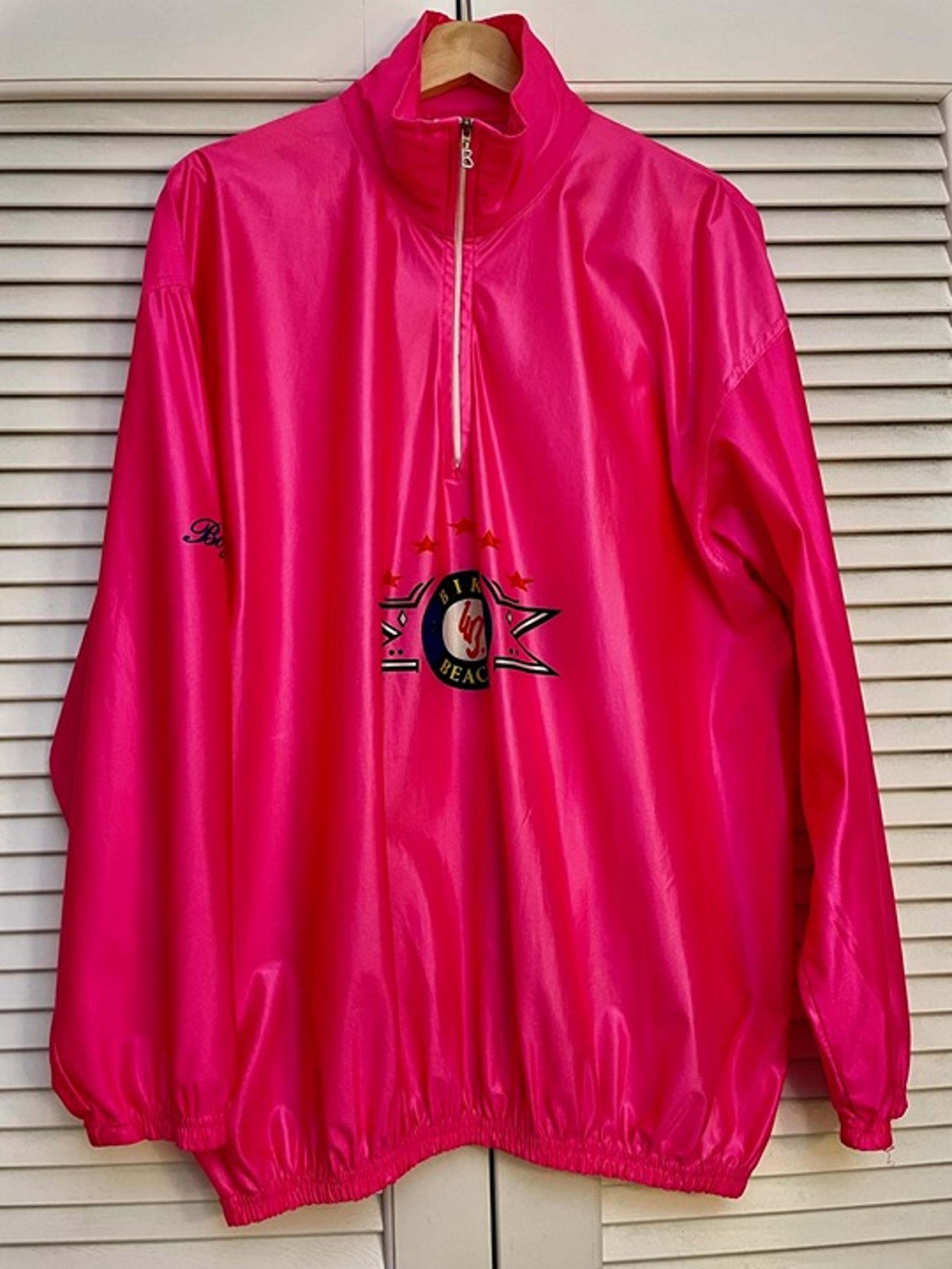 Vintage Bogner Bike Beach Half Zip Athletic Windbreaker Jacket Size Large PINK