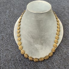 Antique gold brass leaf necklace