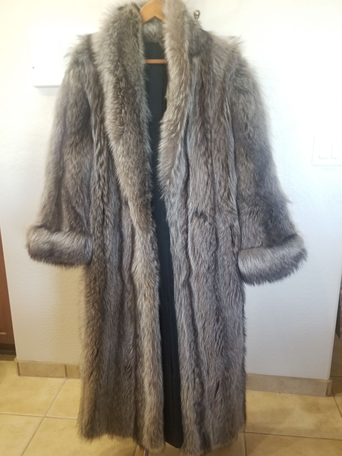 Genuine Racoon Fur coat, long