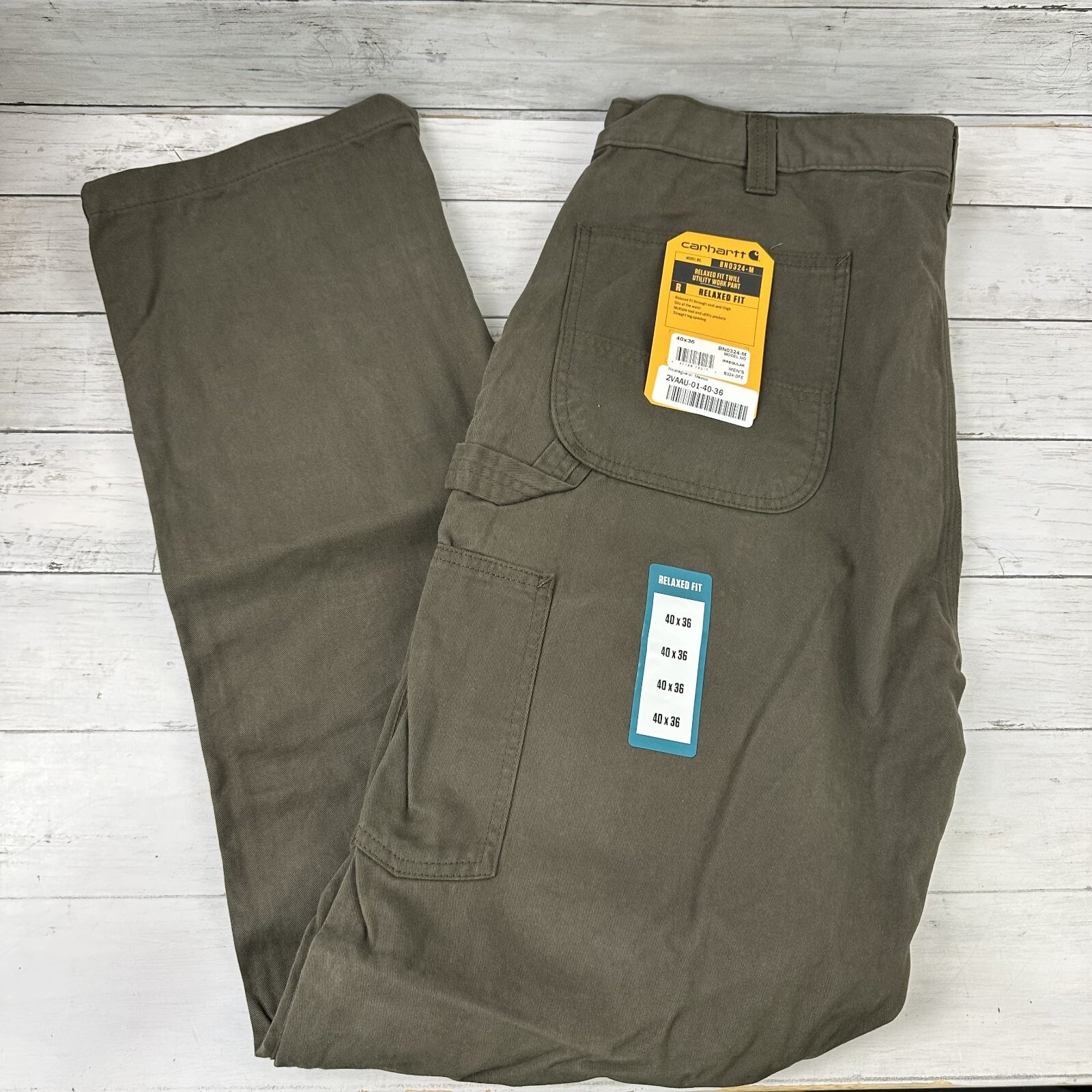 Carhartt B324 DFE Relaxed Fit Pants Men 40x36 Brown Workwear (38x34) utility IRR