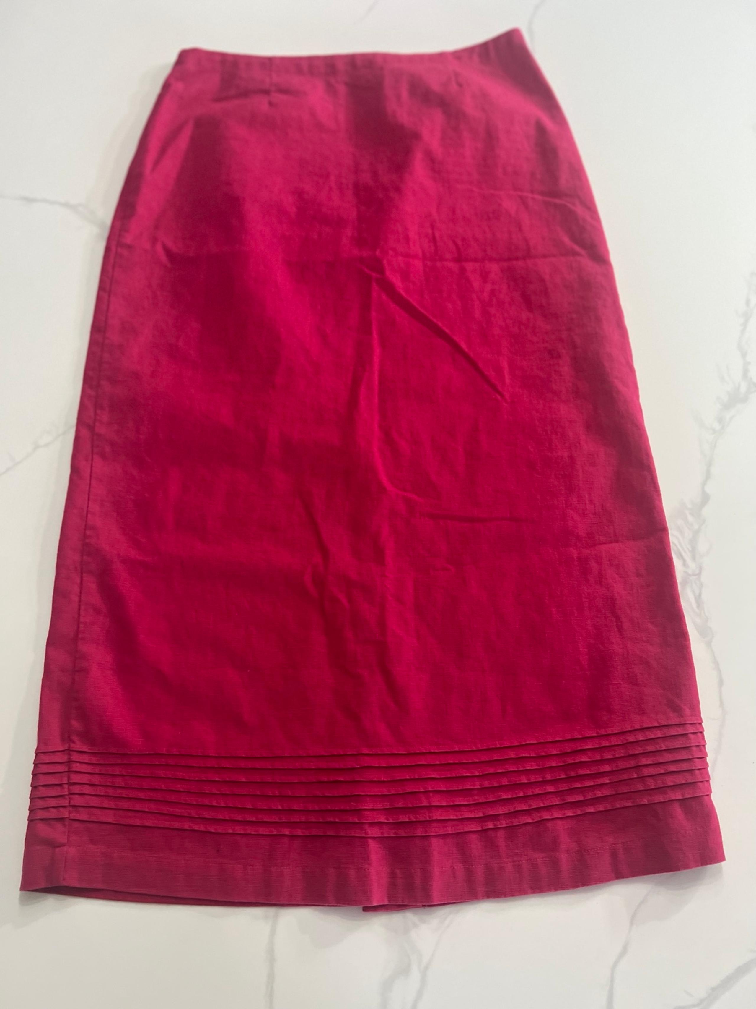 Christopher & Banks Size 8 Wrinkle Free Bright Pink Linen Blend A-Line Skirt