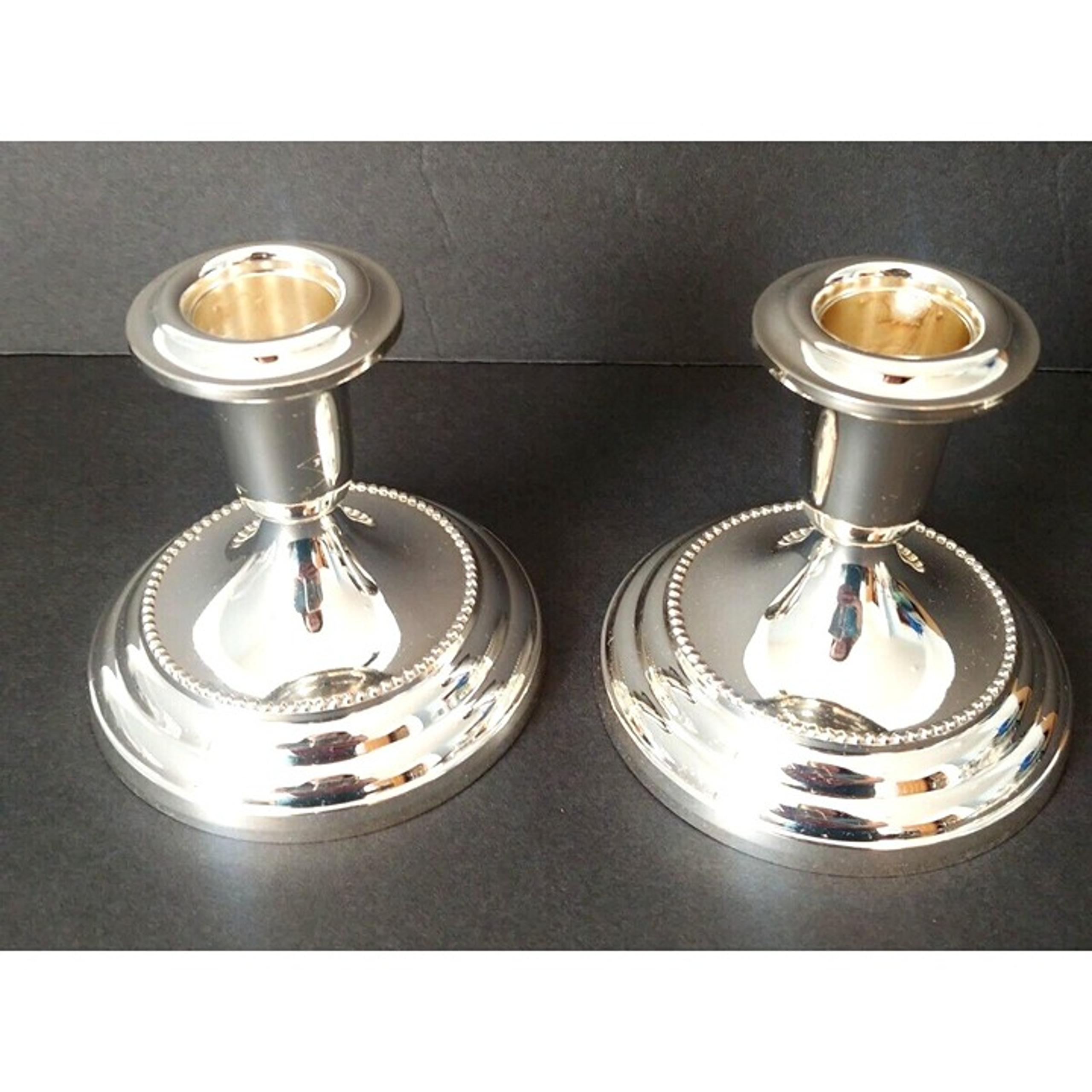Set/2 Vintage Gorham Japan Newport Silverplate Weighted Candlestick Holders NOS