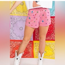 Queen of Sparkles - pink disco shorts women’s medium
