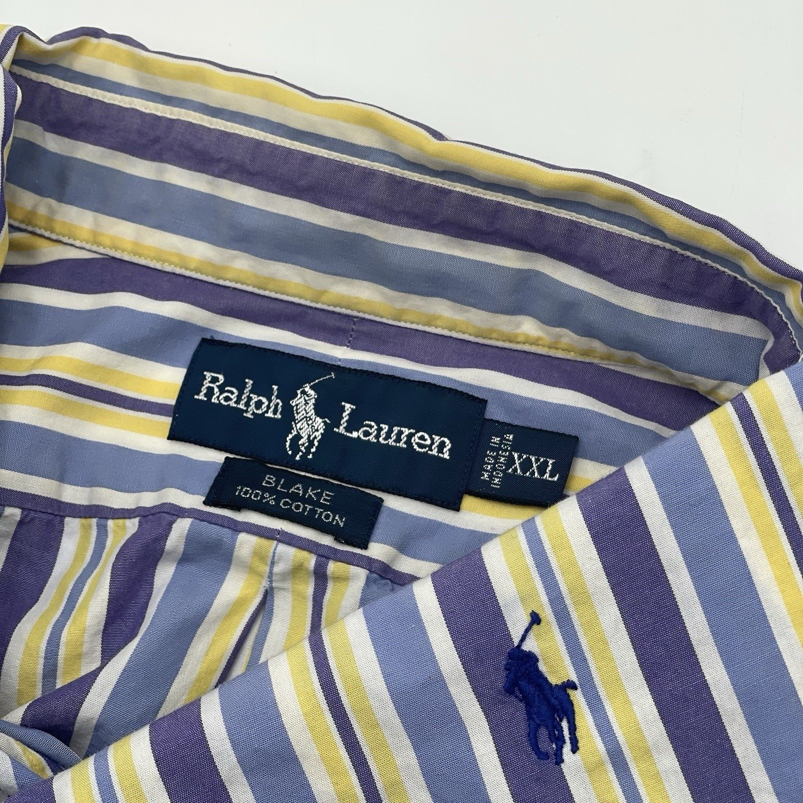 Vtg Polo Ralph Lauren Blake Shirt Mens 2XL Pastel Vertical Stripe Easter Church
