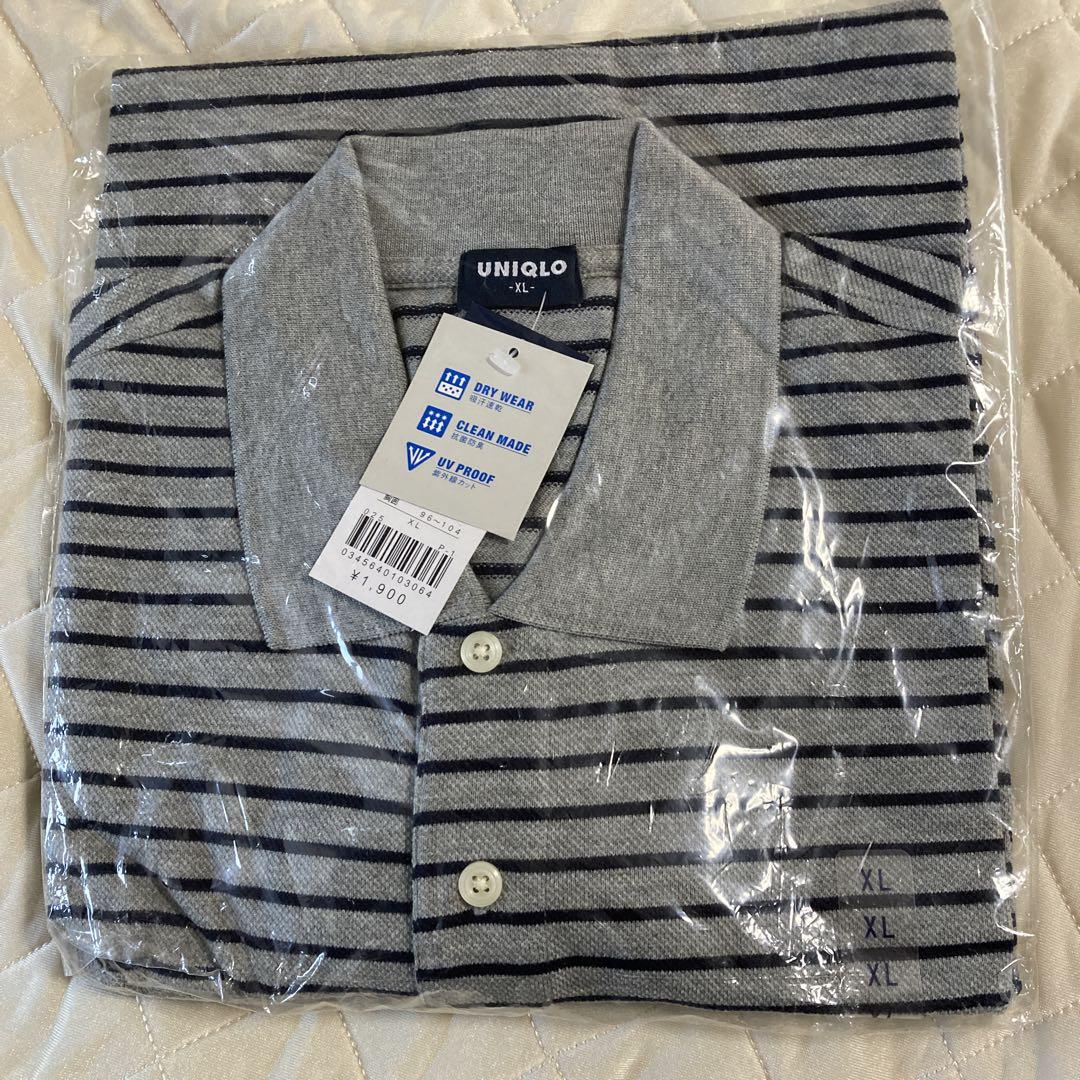 UNIQLO Men's Short-Sleeve Polo Shirt, Gray Stripe, Dry