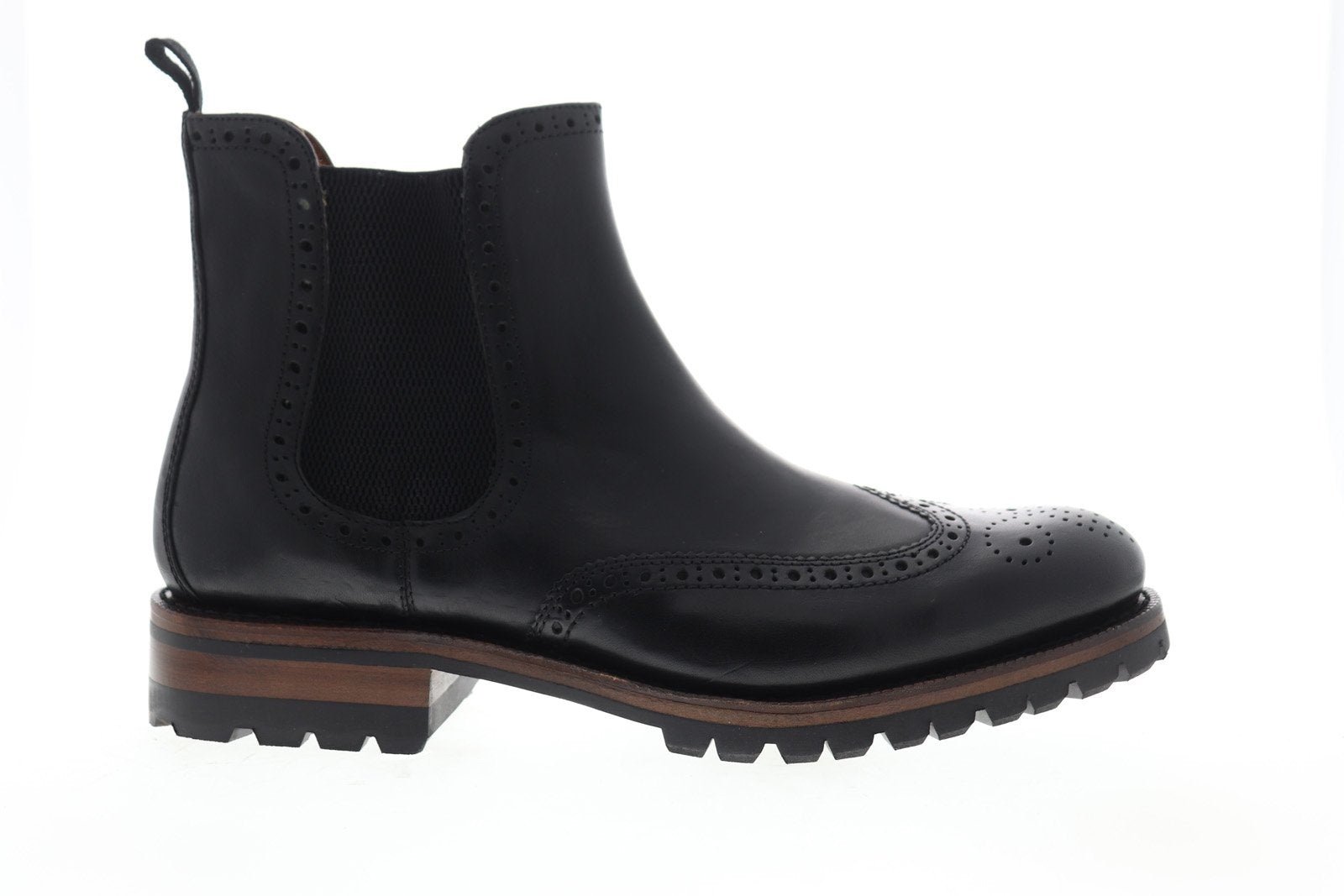 FRYE GEORGE LUG BROGUE CHELSEA 84126 MENS size 41 BLACK LEATHER SLIP ON BOOT
